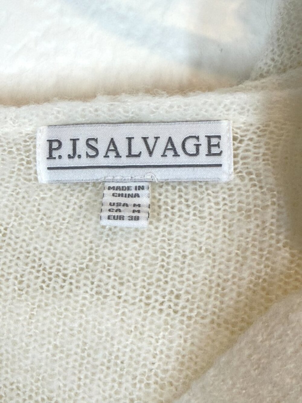 P.J. Salvage Palm Tree Hooded Sweater M Ivory Sheer Beach Coastal - Picture 8 of 10